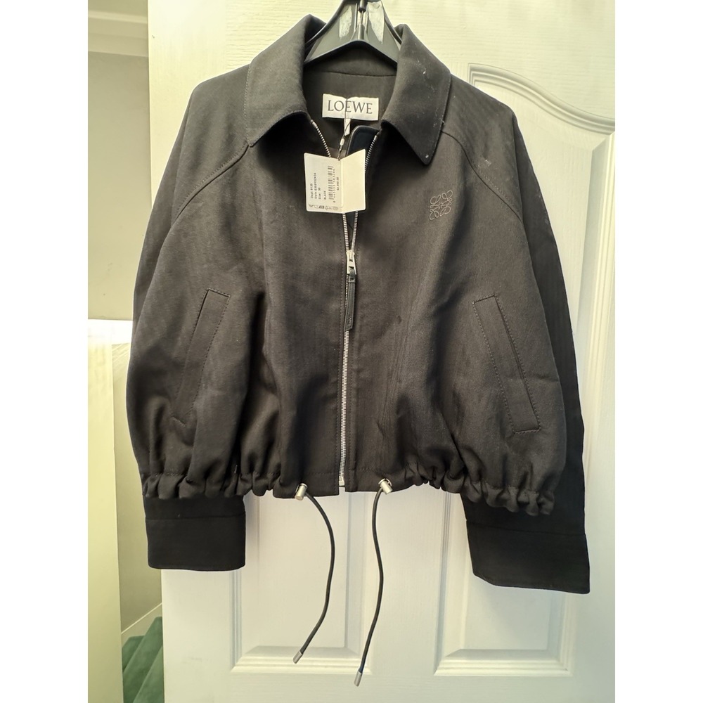 Loewe Unisex Balloon Jacket. NWT. Black Cotton And Leather Sz 36 $2900‎ Coat